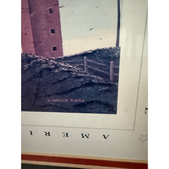 Folk Art Framed Print By Warren Kimble Red Farm Barn Country Core Wall Hanging - Picture 5 of 10